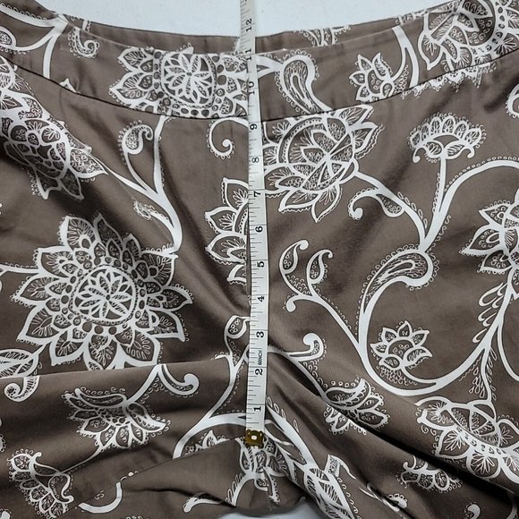 TALBOTS Womens Stretch Cotton Capri Pants Brown Floral Size 12 RN#73058 USA - Picture 8 of 12